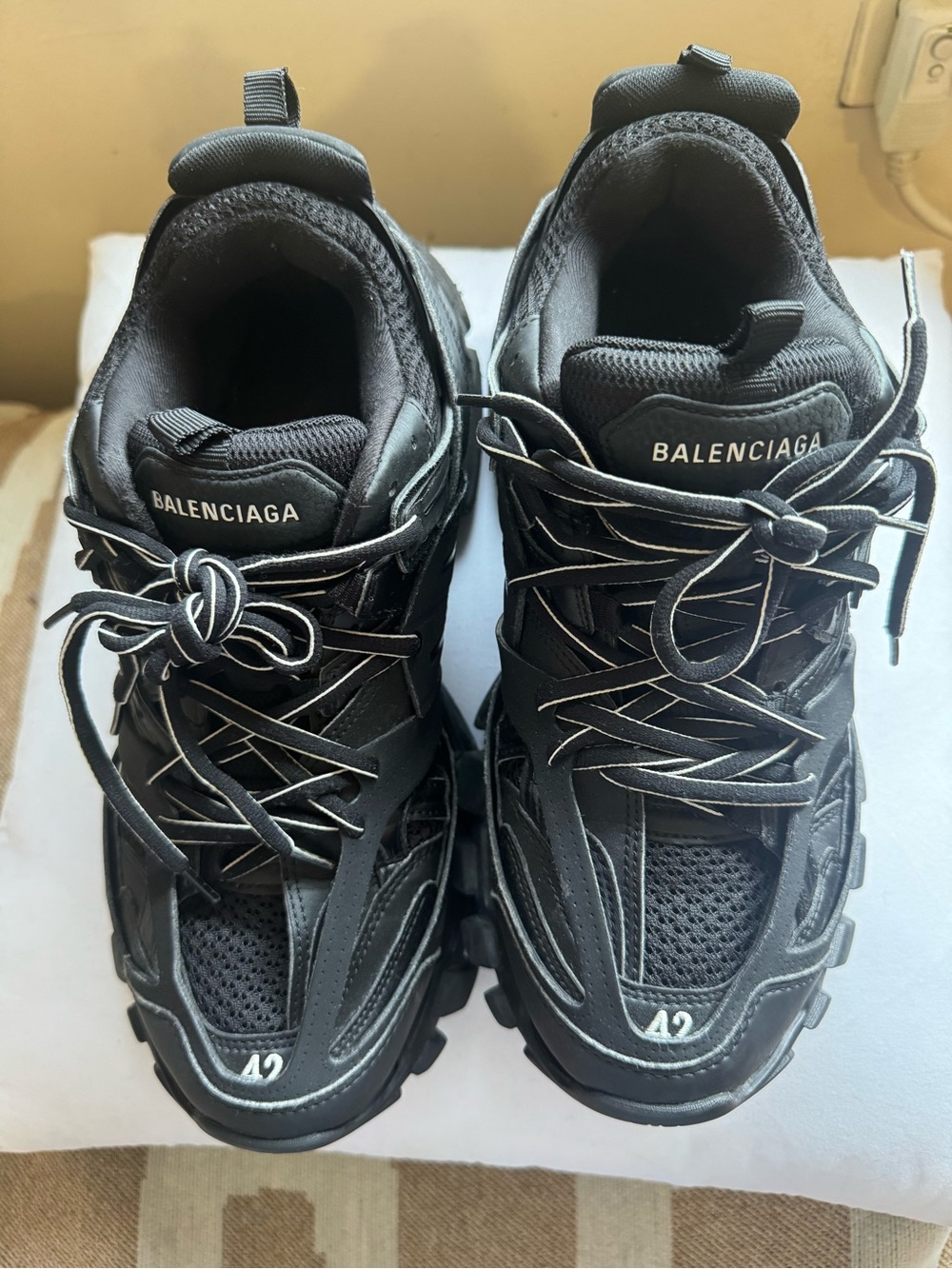 Balenciaga Men’s Black Track Sneakers with Reflective Trim